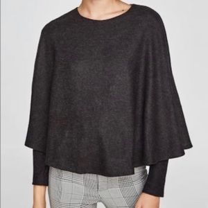 Dark Grey Zara Poncho Cape Sweater Size Small